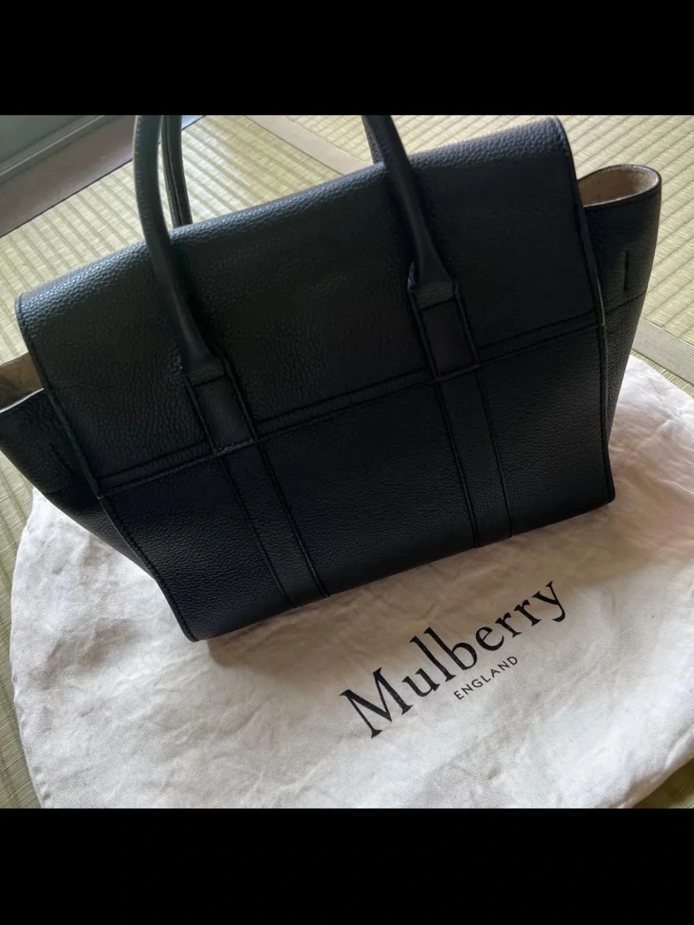 Mulberry Black Leather Bayswater Satchel with Gold Turn-Lock